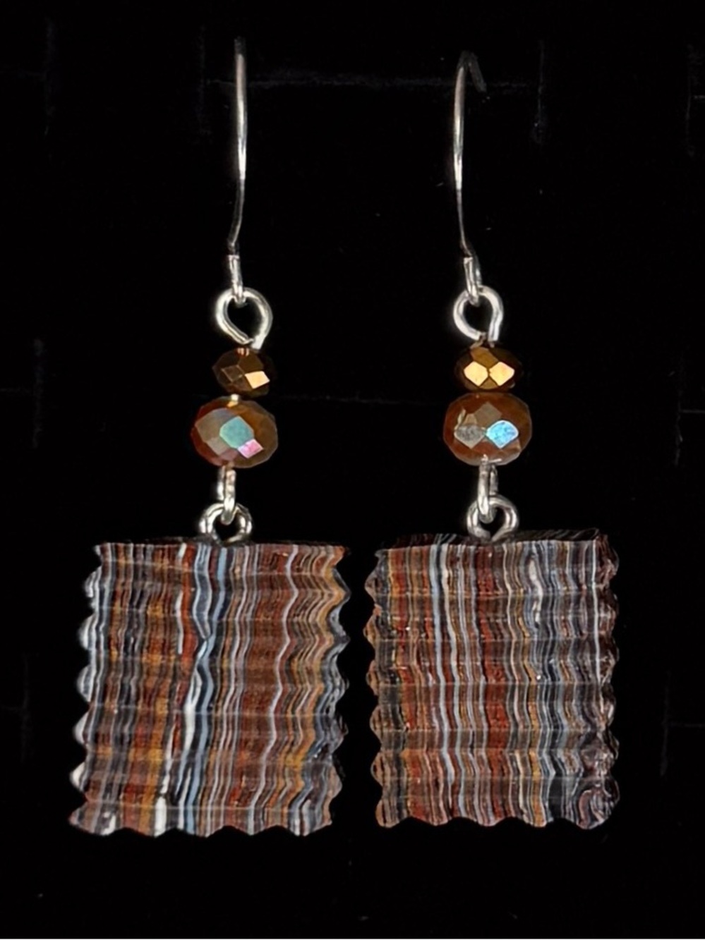 Gorgeous vintage Silvertone, copper tone Bohemian chic dressy pierced earrings